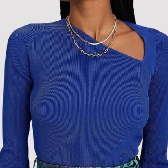 Helmut Lang Royal Blue Ribbed Knit Top - Picture 3 of 11